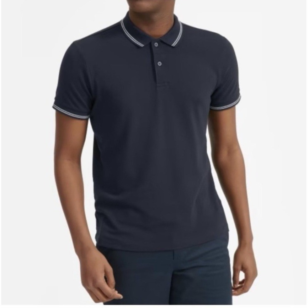 Everlane The Pique Polo Shirt Mens M Black Short Sleeve Cotton Minimalist Preppy